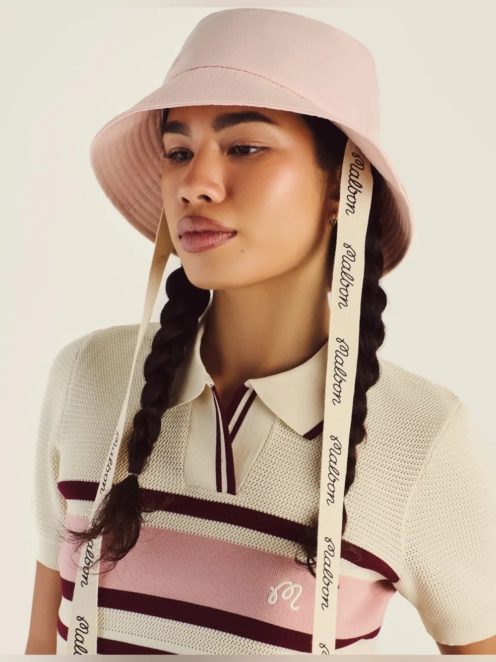 NEW Malbon Dena Gold Women’s Bucket Hat Pink S/M